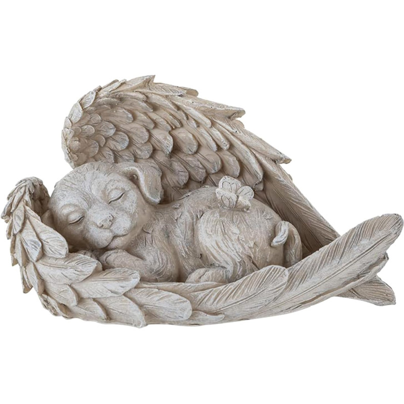 Statuette commémorative d'extérieur ange pour chien – Statue chien résine pour jardin résistante aux intempéries