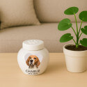 Personalisierte Keramik-Hundeurne mit Foto – Tierurne mit Namen, Daten & Herz-Gedenkdesign