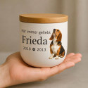 Personalisierte Keramik-Hundeurne mit Foto – Tierurne mit Namen, Daten & Widmung