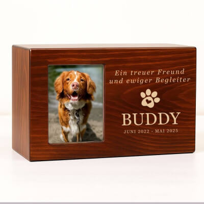 Personalisierte Holzbox-Hundeurne mit Foto –...