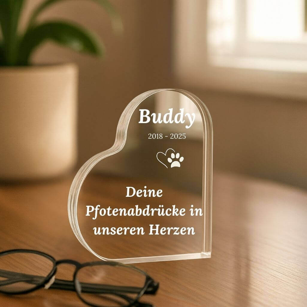 Personalisiertes Hunde-Gedenklicht mit Foto – Rechteckige LED-Gedenktafel für Hunde mit graviertem Namen & Daten