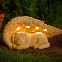 Engel-Gedenkstein mit Solar-LED – Wetterfester Resin-Grabstein für Hunde für den Garten